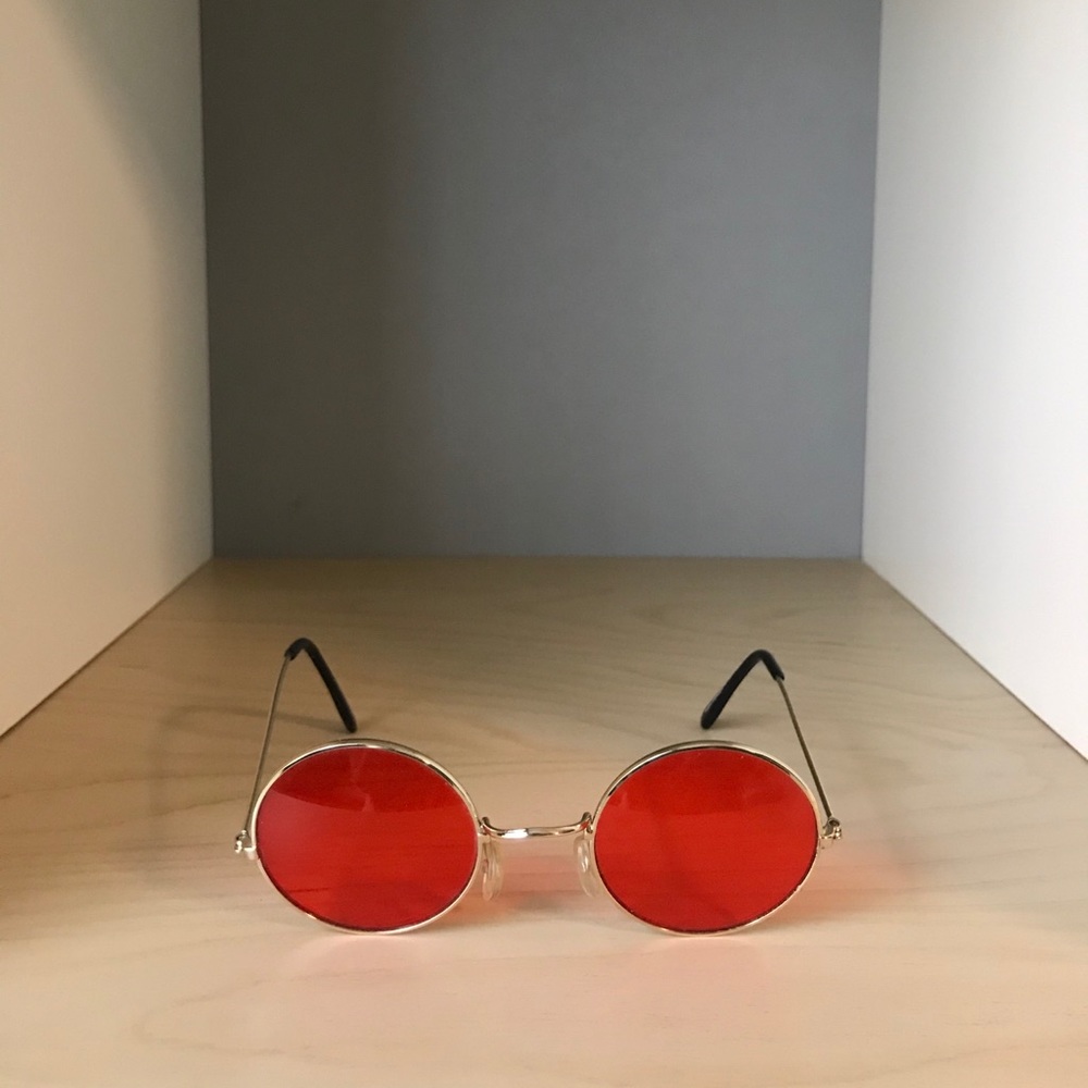 70s hippie costume orange tinted glasses